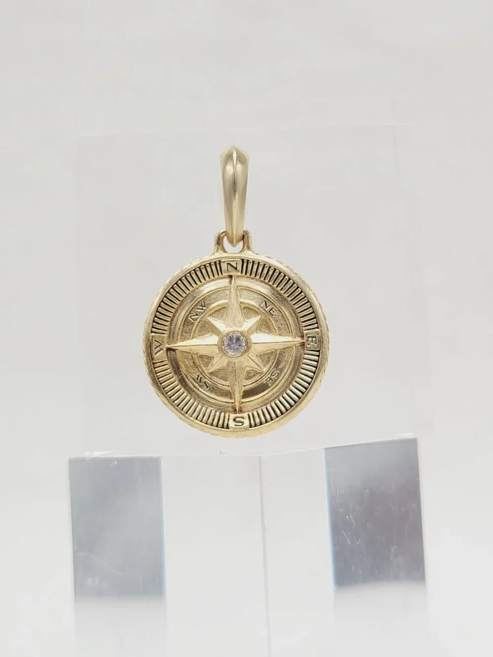 David Yurman Maritime Compass Amulet in 18K Yellow Gold w/ Center Diamond - 20mm